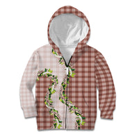 Mocha Hawaii Palaka Kid Hoodie Maile Pikake Honohono Orchid Lei