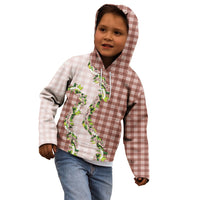 Mocha Hawaii Palaka Kid Hoodie Maile Pikake Honohono Orchid Lei