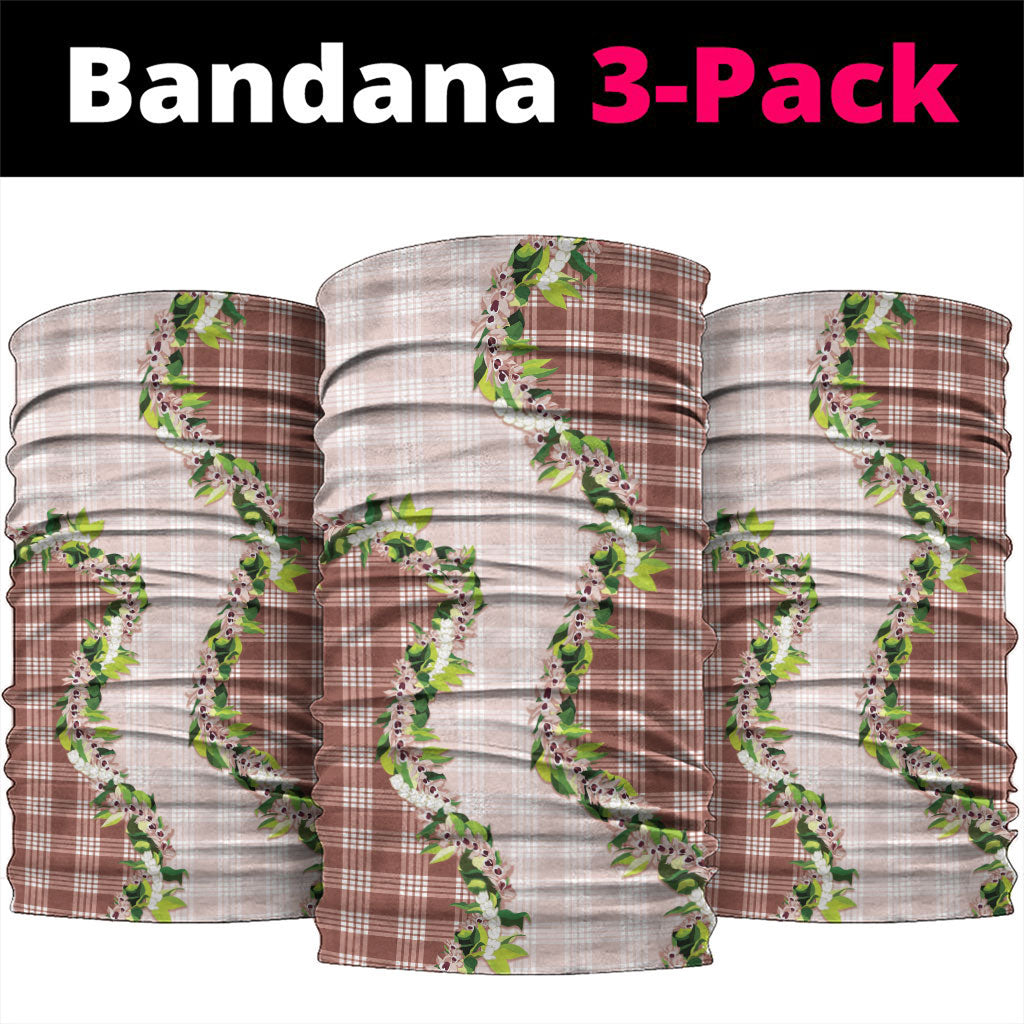 Mocha Hawaii Palaka Neck Gaiter Maile Pikake Honohono Orchid Lei LT05 package One Size: 25*50cm Mocha - Polynesian Pride