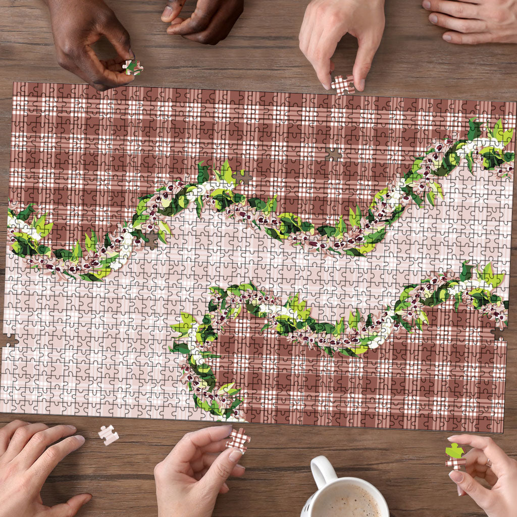Mocha Hawaii Palaka Puzzle Maile Pikake Honohono Orchid Lei LT05 - Polynesian Pride