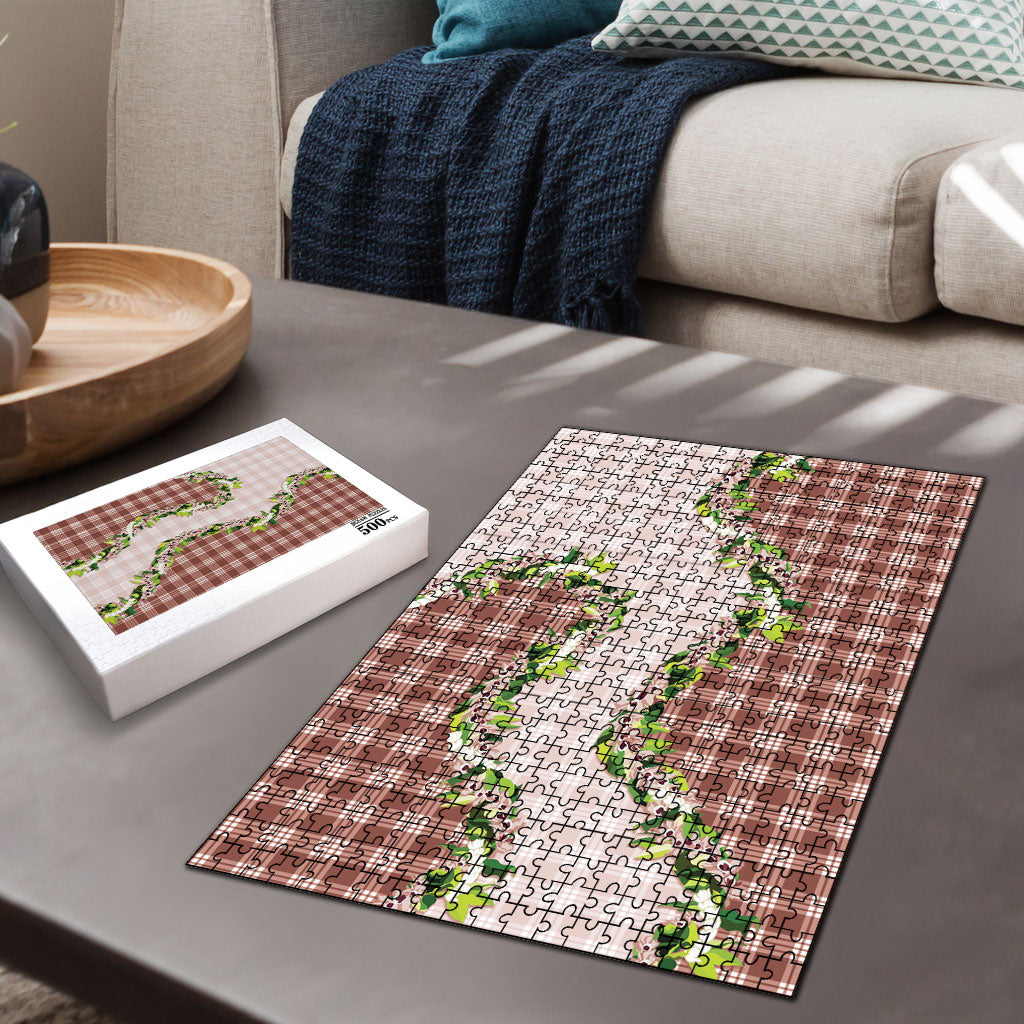 Mocha Hawaii Palaka Puzzle Maile Pikake Honohono Orchid Lei LT05 - Polynesian Pride