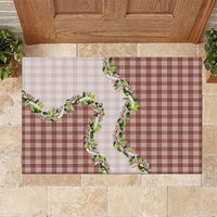Mocha Hawaii Palaka Rubber Doormat Maile Pikake Honohono Orchid Lei LT05 Mocha - Polynesian Pride