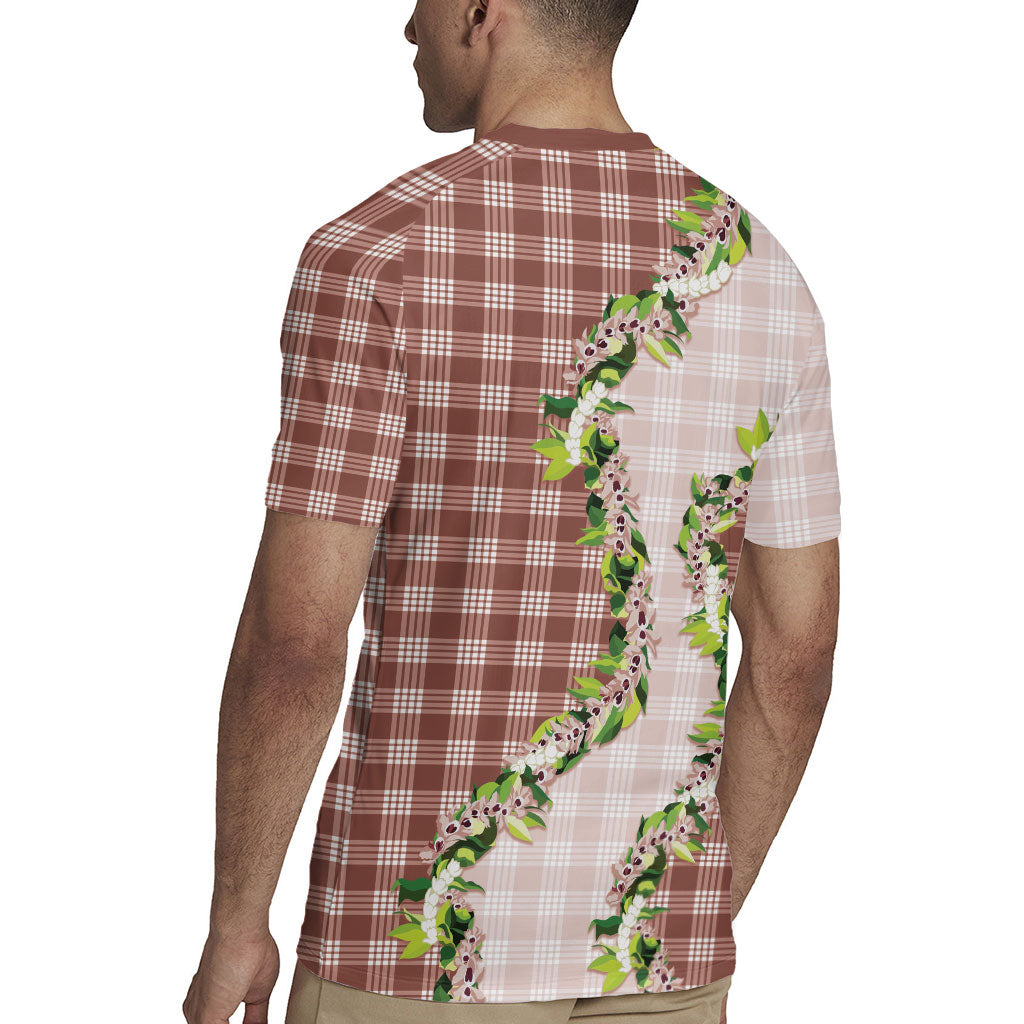 Mocha Hawaii Palaka Rugby Jersey Maile Pikake Honohono Orchid Lei LT05 - Polynesian Pride
