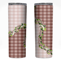 Mocha Hawaii Palaka Skinny Tumbler Maile Pikake Honohono Orchid Lei