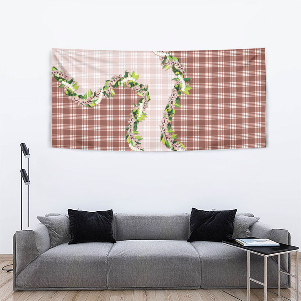 Mocha Hawaii Palaka Tapestry Maile Pikake Honohono Orchid Lei