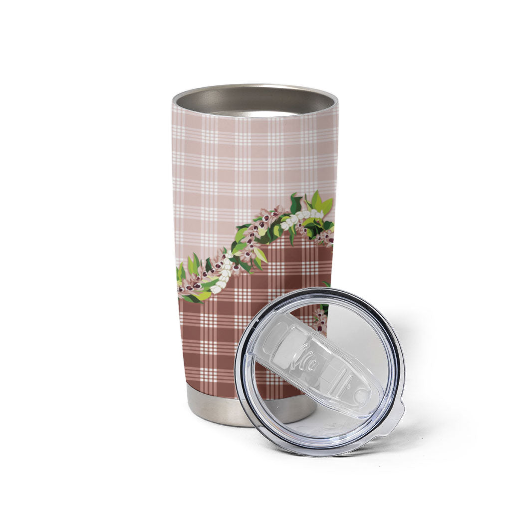 Mocha Hawaii Palaka Tumbler Cup Maile Pikake Honohono Orchid Lei LT05 - Polynesian Pride
