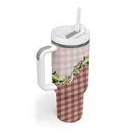 Mocha Hawaii Palaka Tumbler With Handle Maile Pikake Honohono Orchid Lei LT05 - Polynesian Pride