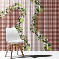 Mocha Hawaii Palaka Window Curtain Maile Pikake Honohono Orchid Lei