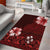 Hawaii Hibiscus With Oxblood Polynesian Pattern Area Rug