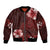 Hawaii Hibiscus With Oxblood Polynesian Pattern Bomber Jacket