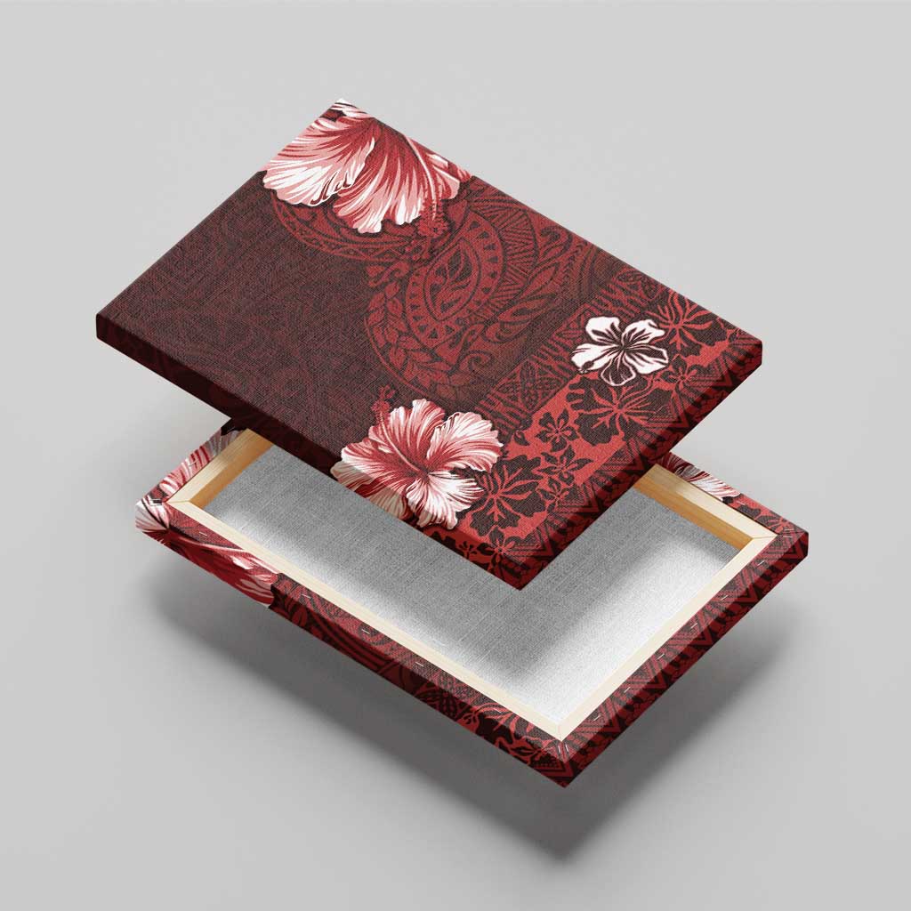 Hawaii Hibiscus With Oxblood Polynesian Pattern Canvas Wall Art LT05 - Polynesian Pride