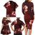 Hawaii Hibiscus With Oxblood Polynesian Pattern Family Matching Long Sleeve Bodycon Dress and Hawaiian Shirt