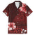 Hawaii Hibiscus With Oxblood Polynesian Pattern Family Matching Long Sleeve Bodycon Dress and Hawaiian Shirt