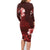 Hawaii Hibiscus With Oxblood Polynesian Pattern Family Matching Long Sleeve Bodycon Dress and Hawaiian Shirt