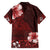 Hawaii Hibiscus With Oxblood Polynesian Pattern Family Matching Off Shoulder Maxi Dress and Hawaiian Shirt