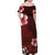 Hawaii Hibiscus With Oxblood Polynesian Pattern Family Matching Off Shoulder Maxi Dress and Hawaiian Shirt