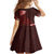 Hawaii Hibiscus With Oxblood Polynesian Pattern Family Matching Off Shoulder Short Dress and Hawaiian Shirt