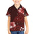 Hawaii Hibiscus With Oxblood Polynesian Pattern Family Matching Off Shoulder Short Dress and Hawaiian Shirt