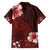 Hawaii Hibiscus With Oxblood Polynesian Pattern Family Matching Puletasi and Hawaiian Shirt