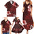 Hawaii Hibiscus With Oxblood Polynesian Pattern Family Matching Summer Maxi Dress and Hawaiian Shirt