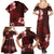 Hawaii Hibiscus With Oxblood Polynesian Pattern Family Matching Summer Maxi Dress and Hawaiian Shirt