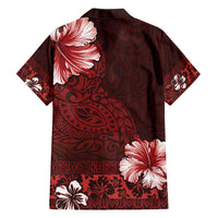 Hawaii Hibiscus With Oxblood Polynesian Pattern Family Matching Summer Maxi Dress and Hawaiian Shirt LT05 - Polynesian Pride