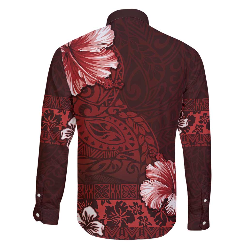 Hawaii Hibiscus With Oxblood Polynesian Pattern Family Matching Summer Maxi Dress and Hawaiian Shirt LT05 - Polynesian Pride