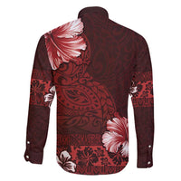 Hawaii Hibiscus With Oxblood Polynesian Pattern Family Matching Summer Maxi Dress and Hawaiian Shirt LT05 - Polynesian Pride