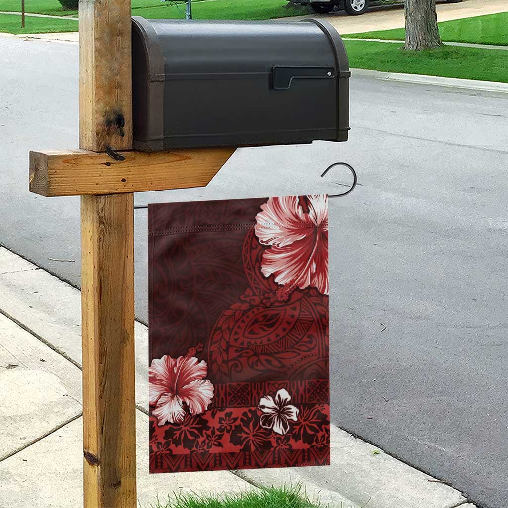 Hawaii Hibiscus With Oxblood Polynesian Pattern Garden Flag LT05 - Polynesian Pride
