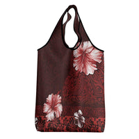Hawaii Hibiscus With Oxblood Polynesian Pattern Grocery Bag LT05 - Polynesian Pride