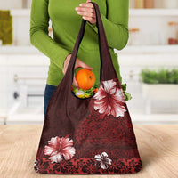 Hawaii Hibiscus With Oxblood Polynesian Pattern Grocery Bag LT05 - Polynesian Pride