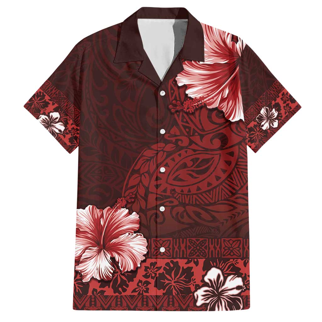 Hawaii Hibiscus With Oxblood Polynesian Pattern Hawaiian Shirt LT05 Red - Polynesian Pride
