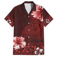 Hawaii Hibiscus With Oxblood Polynesian Pattern Hawaiian Shirt LT05 Red - Polynesian Pride