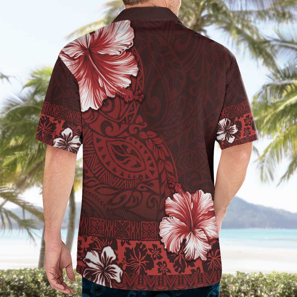 Hawaii Hibiscus With Oxblood Polynesian Pattern Hawaiian Shirt LT05 - Polynesian Pride