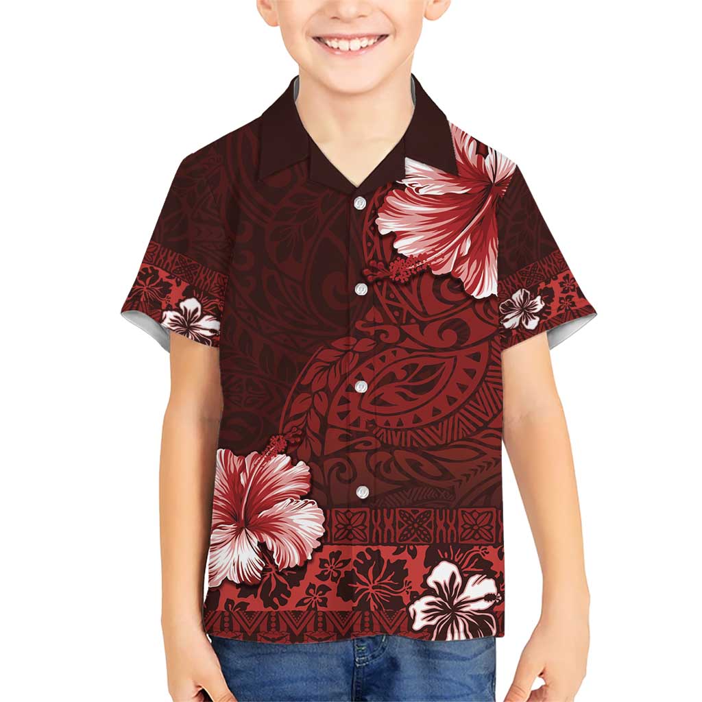 Hawaii Hibiscus With Oxblood Polynesian Pattern Hawaiian Shirt LT05 - Polynesian Pride