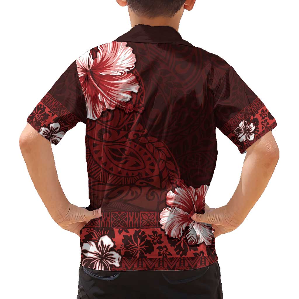 Hawaii Hibiscus With Oxblood Polynesian Pattern Hawaiian Shirt LT05 - Polynesian Pride