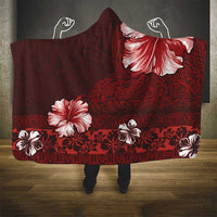 Hawaii Hibiscus With Oxblood Polynesian Pattern Hooded Blanket LT05 - Polynesian Pride
