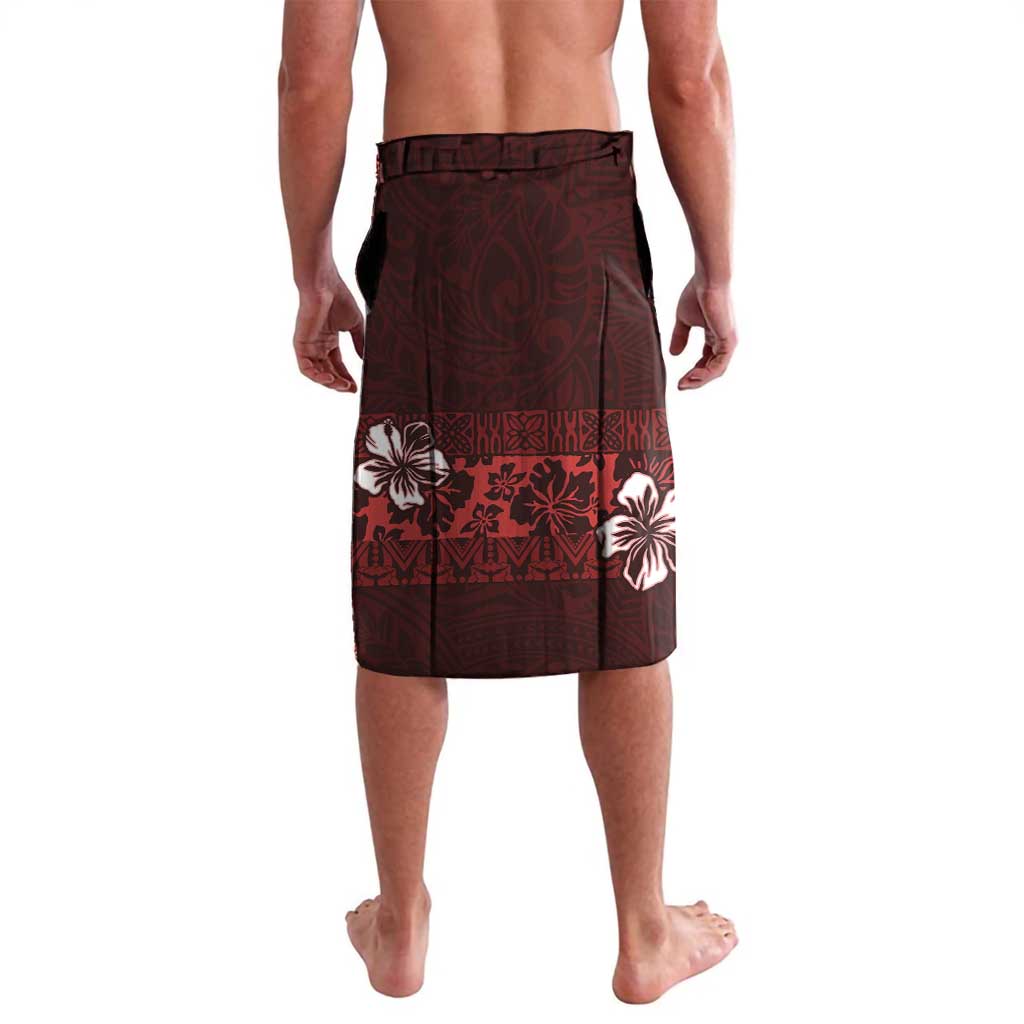 Hawaii Hibiscus With Oxblood Polynesian Pattern Lavalava LT05 - Polynesian Pride