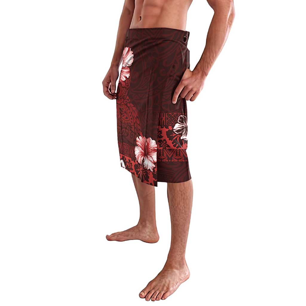 Hawaii Hibiscus With Oxblood Polynesian Pattern Lavalava LT05 - Polynesian Pride