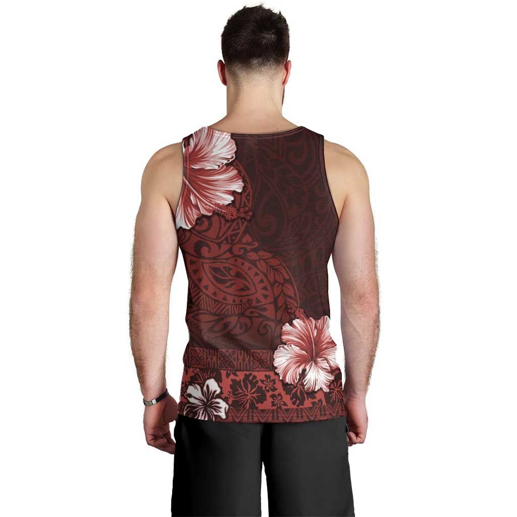 Hawaii Hibiscus With Oxblood Polynesian Pattern Men Tank Top LT05 - Polynesian Pride