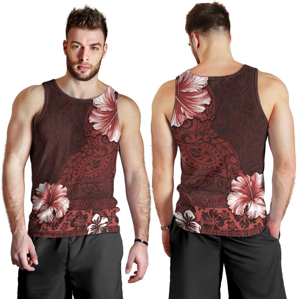 Hawaii Hibiscus With Oxblood Polynesian Pattern Men Tank Top LT05 - Polynesian Pride