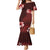 Hawaii Hibiscus With Oxblood Polynesian Pattern Mermaid Dress