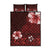 Hawaii Hibiscus With Oxblood Polynesian Pattern Quilt Bed Set