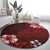 Hawaii Hibiscus With Oxblood Polynesian Pattern Round Carpet