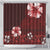 Hawaii Hibiscus With Oxblood Polynesian Pattern Shower Curtain