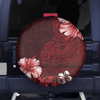 Hawaii Hibiscus With Oxblood Polynesian Pattern Spare Tire Cover LT05 - Polynesian Pride