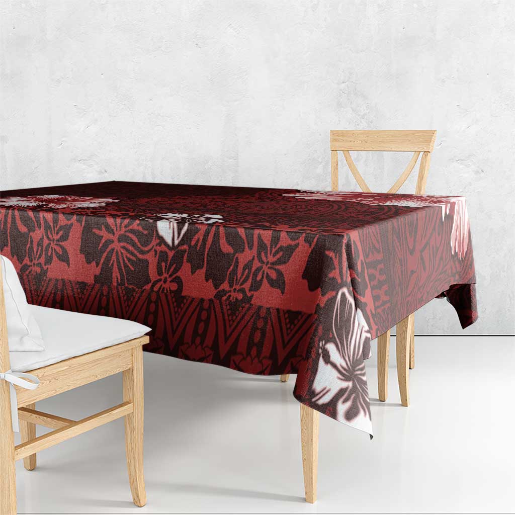Hawaii Hibiscus With Oxblood Polynesian Pattern Tablecloth LT05 - Polynesian Pride