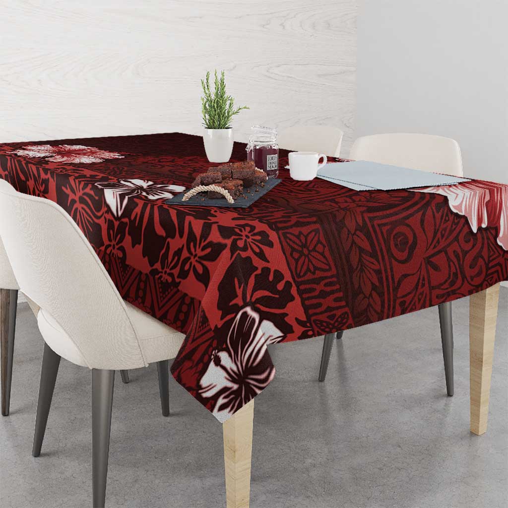 Hawaii Hibiscus With Oxblood Polynesian Pattern Tablecloth LT05 - Polynesian Pride