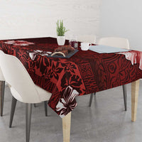 Hawaii Hibiscus With Oxblood Polynesian Pattern Tablecloth LT05 - Polynesian Pride