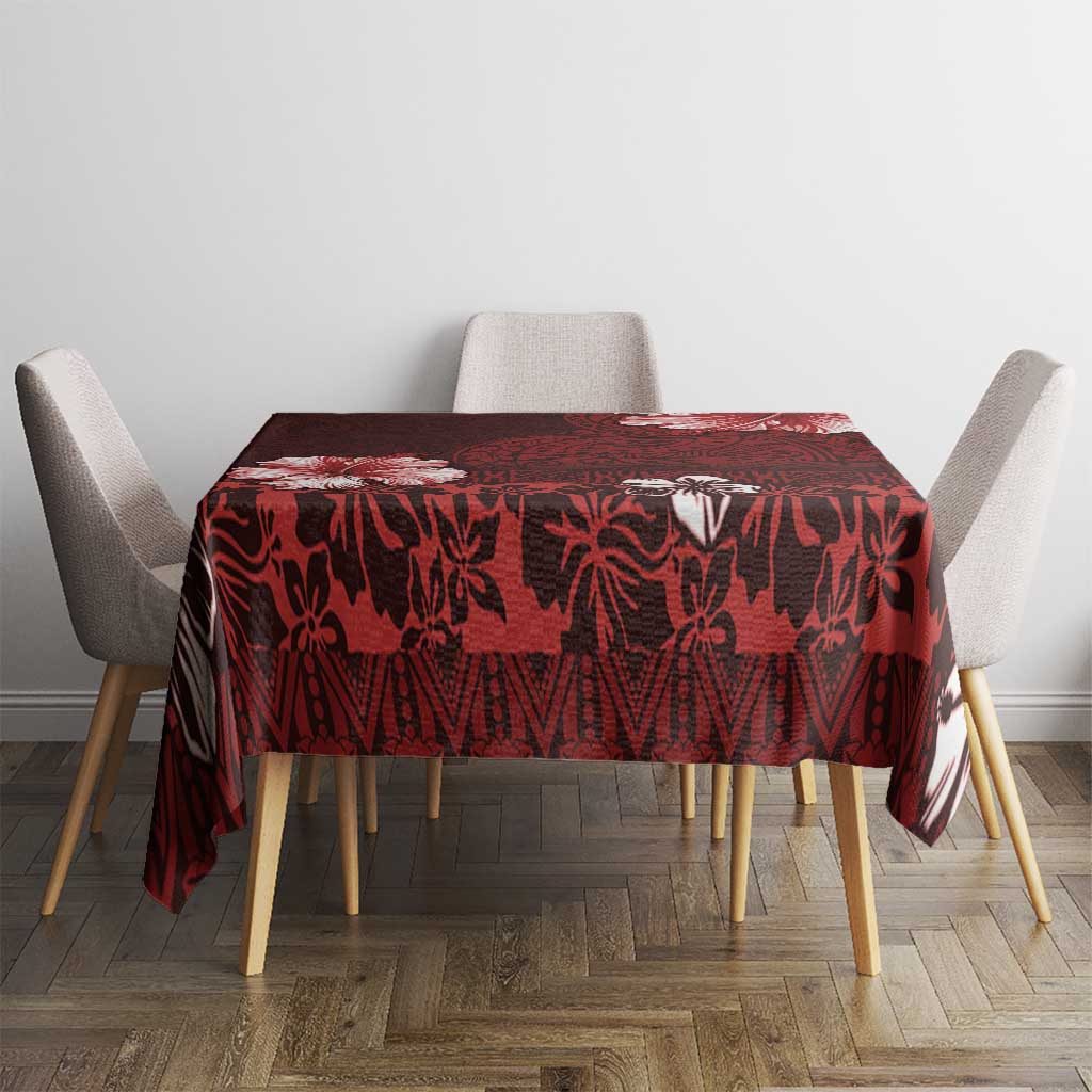 Hawaii Hibiscus With Oxblood Polynesian Pattern Tablecloth LT05 - Polynesian Pride